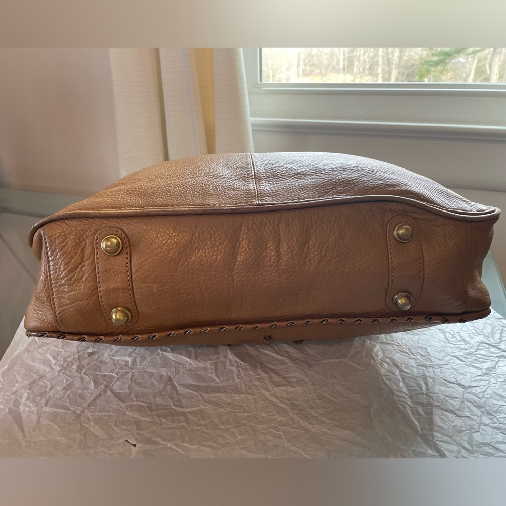 Original by Sharif 1827 Genuine Leather Shoulder Bag Tan Chain Details Map Lined - Picture 10 of 17